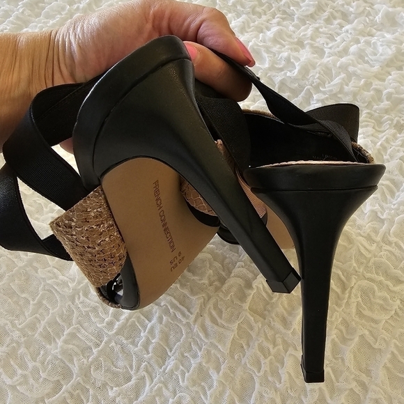 French Connection Snake Print and Black Strappy Sandals Size 9 - Picture 6 of 6